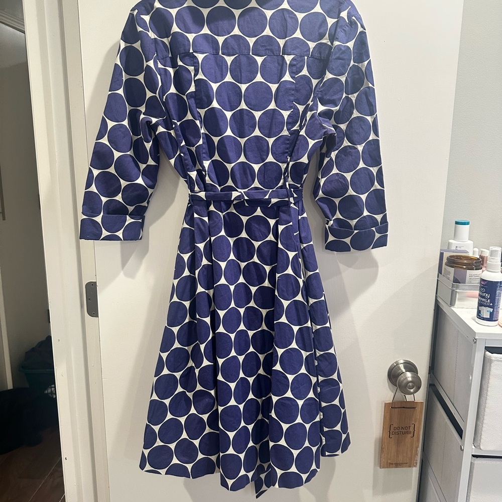 Boden Navy Polka Dot Shirt Dress Size US 12 - Picture 2 of 5